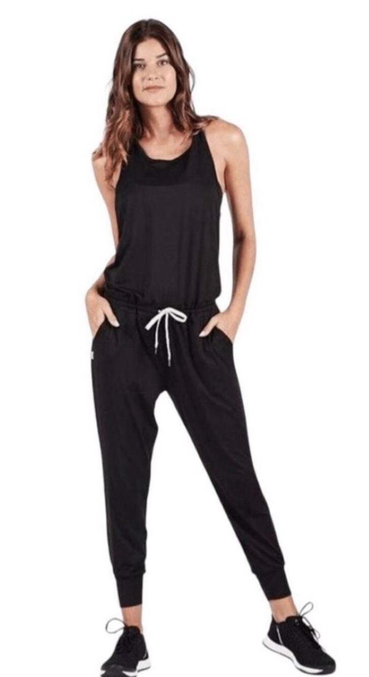 Vuori Lux Luna Jumpsuit Black Racerback Athletic Lounge Jogger Large